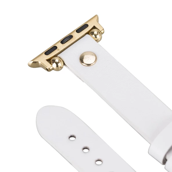 Apple Watch Uyumlu Deri Kordon 38-40-41mm FRG F3 Beyaz - 4