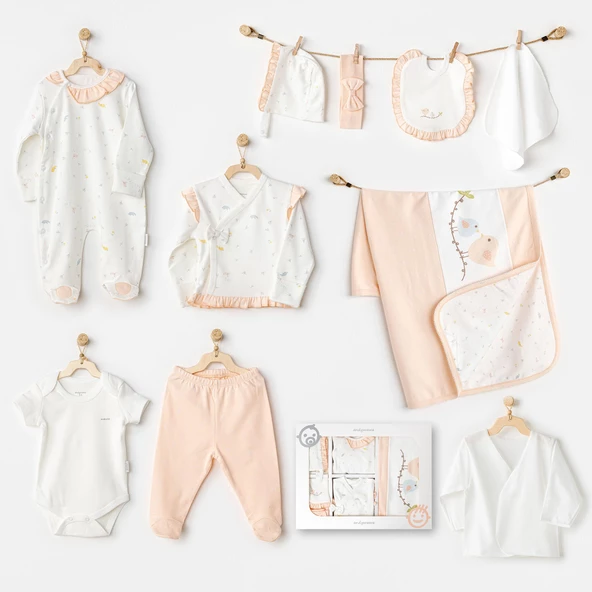 Kız Bebek Hastane Çıkışı 10 Parça Newborn Set Spring Birds