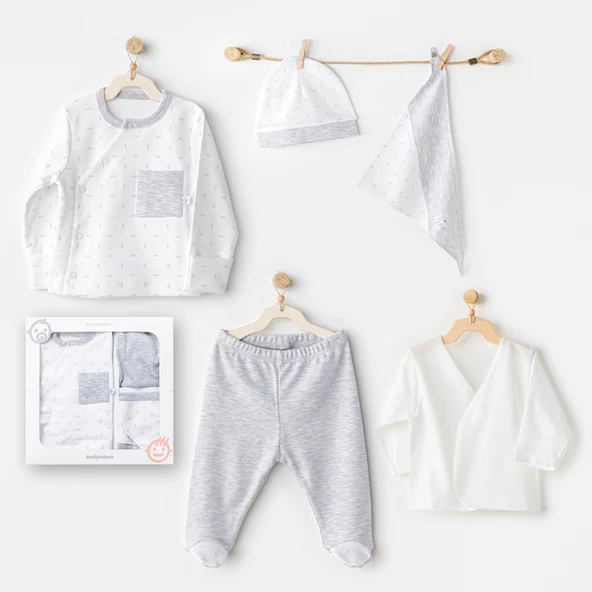 Erkek Bebek Hastane Çıkışı 5 Parça Newborn Set Wawa Boys AC24720