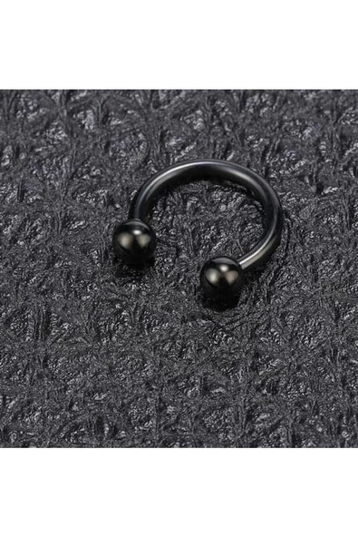 316l Kararmaz Cerrahi Çelik Tragus Kıkırdak Yarım Halka Nal Piercing (1 ADET) Siyah - 2