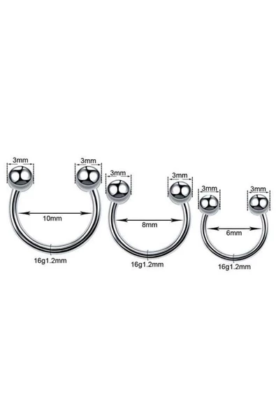 316l Kararmaz Cerrahi Çelik Tragus Kıkırdak Yarım Halka Nal Piercing (1 ADET) Siyah - 4