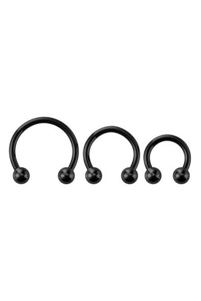 316l Kararmaz Cerrahi Çelik Tragus Kıkırdak Yarım Halka Nal Piercing (1 ADET) Siyah - 3