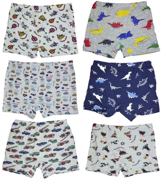 6 Adet Likralı Erkek Çocuk Empirme Desenli Mody Penye Boxer - 4