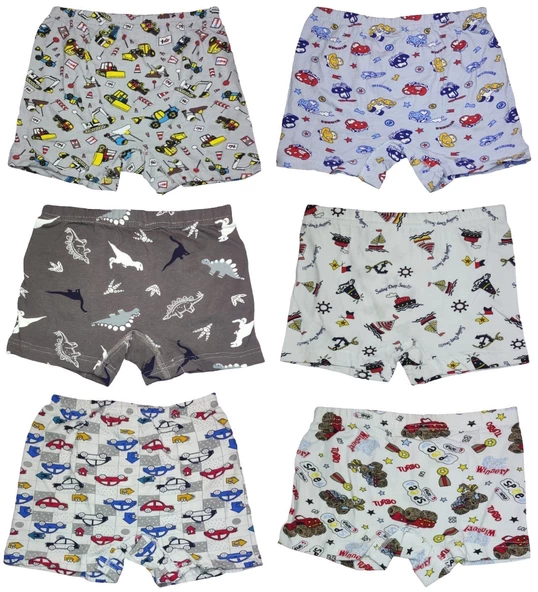 6 Adet Likralı Erkek Çocuk Empirme Desenli Mody Penye Boxer - 3