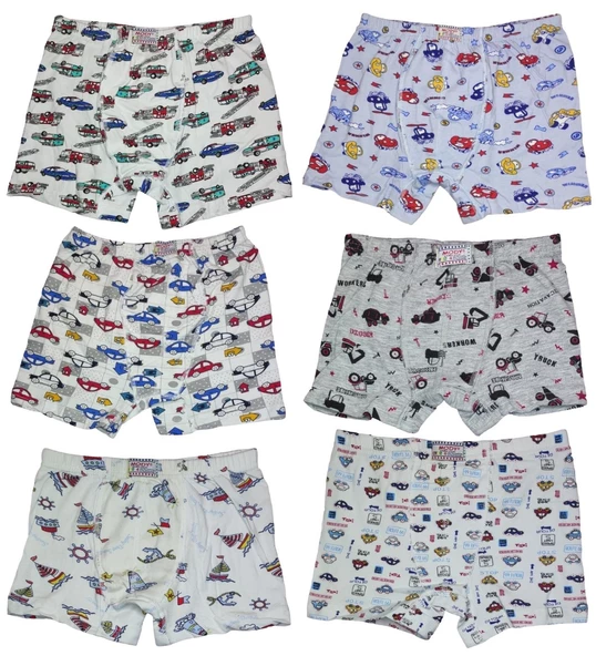 6 Adet Likralı Erkek Çocuk Empirme Desenli Mody Penye Boxer - 2