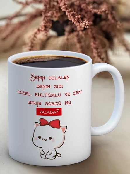 Baskılı Kupa Bardak Seramik Mug - ..gördümü Acaba?