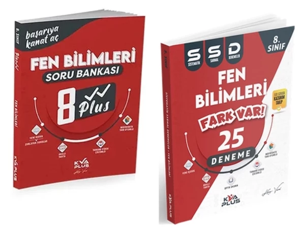 KORAY VAROL YAYINLARI 8. SINIF FEN BİLİMLERİ PLUS SERİSİ SORU BANKASI VE 25 SİSTEMATİK SARMAL DENEME (2 KİTAP)