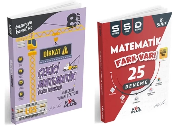 KORAY VAROL YAYINLARI 8. SINIF MATEMATİK DİKKAT ÇEKİCİ SORU BANKASI VE 25 SİSTEMATİK SARMAL DENEME (2 KİTAP)