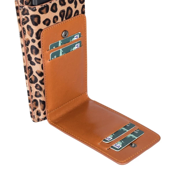 Avjin 6.9 inch Uyumlu Deri Kılıf Cüzdan Askılı LEO1 Leopar - 3