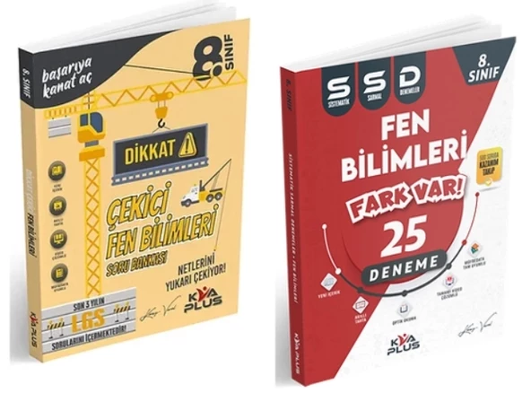KORAY VAROL YAYINLARI 8. SINIF FEN BİLİMLERİ DİKKAT ÇEKİCİ SORU BANKASI VE 25 SİSTEMATİK SARMAL DENEME (2 KİTAP)