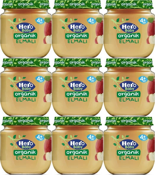 Hero Baby Kavanoz Maması 120GR Organik Elmalı (9 Lu Set)