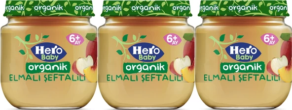 Hero Baby Kavanoz Maması 120GR Organik Elmalı Şeftalili (3 Lü Set)