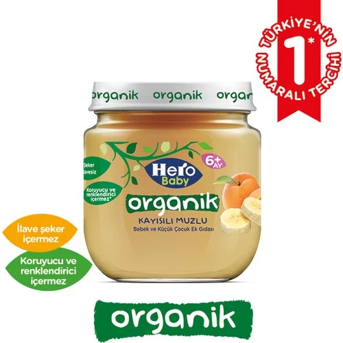 Hero Baby Kavanoz Maması 120GR Organik Kayısılı Muzlu