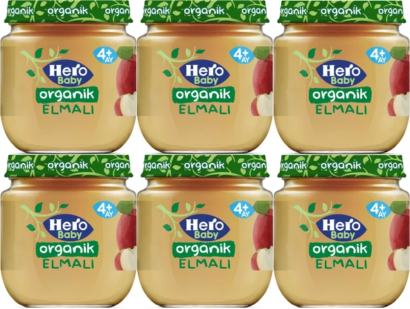 Hero Baby Kavanoz Maması 120GR Organik Elmalı (6 Lı Set)