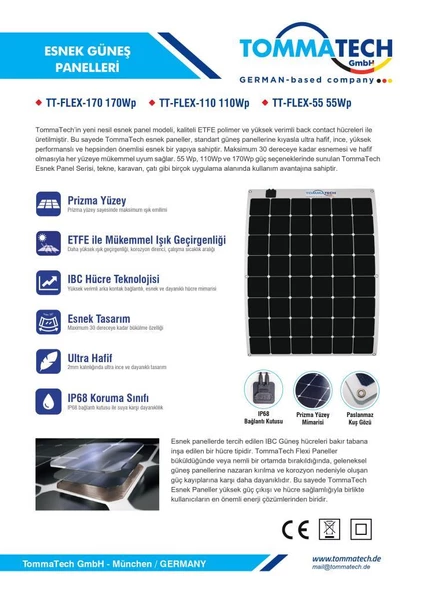 Tommatech 55W 55Wp Flexible (Esnek) Güneş Paneli - 4