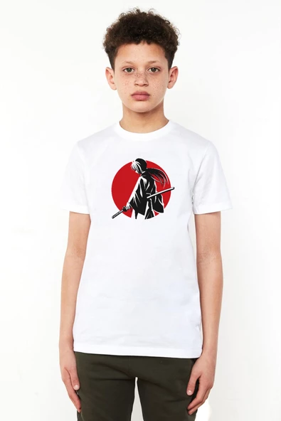 Rurouni Kenshin Samurai Logo Beyaz Çocuk Bisikletyaka Tshirt