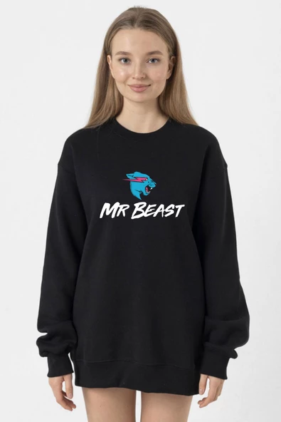 Mr Beast Siyah Kadın 2ip Sweatshirt