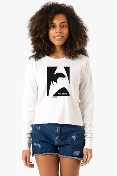 Star Trek Spock Fascinating Ekru Ekstra Uzunkol Sweatshirt