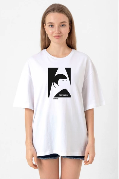 Star Trek Spock Fascinating Beyaz Kadın Oversize Tshirt