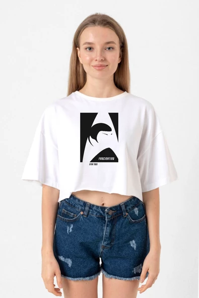 Star Trek Spock Fascinating Beyaz Kadın Crop Tshirt ürün görseli 1