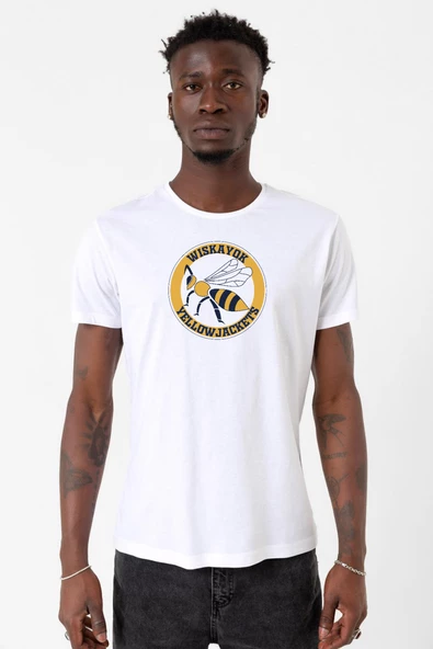 Wiskayok Yellowjackets Logo Beyaz Erkek Bisikletyaka Tshirt ürün görseli