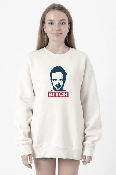 Breaking Bad Jesse Pinkman Bitch Beyaz Kadın 2ip Sweatshirt ürün görseli