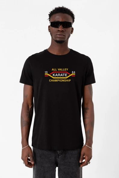 Cobra Kai All Valley Karate Championship 1984 Siyah Erkek Tshirt