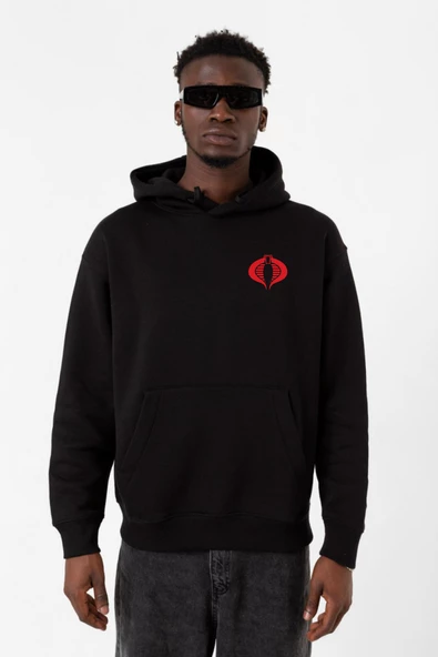 Cobra Kai Logo Siyah Erkek 3ip Kapşonlu Sweatshirt
