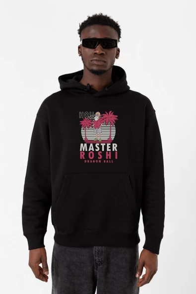 Dragon Ball Z Anime Master Roshi Ho!! Siyah Erkek 3ip Kapşonlu Sweatshirt