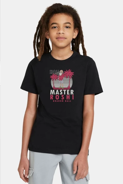 Dragon Ball Z Anime Master Roshi Ho!! Siyah Çocuk Tshirt