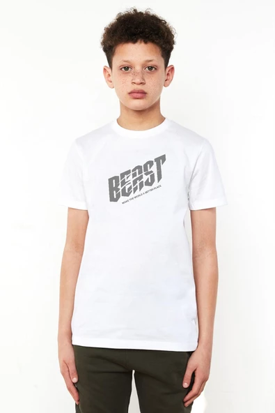 Mr Beast Make The World Beyaz Çocuk Bisikletyaka Tshirt