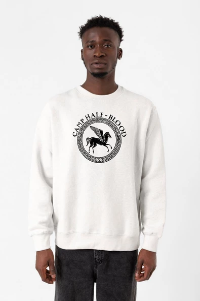 Percy Jackson Camp Half Blood Beyaz Erkek 2ip Sweatshirt