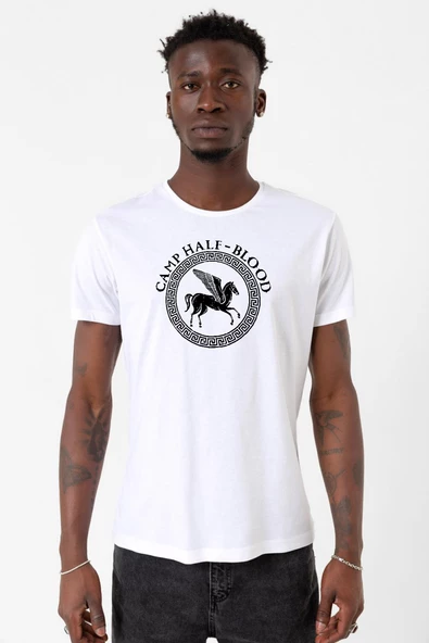 Percy Jackson Camp Half Blood Beyaz Erkek Bisikletyaka Tshirt