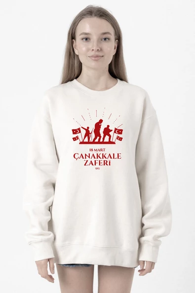 18 Mart Çanakkale Savaşı Red Beyaz Kadın 2ip Sweatshirt ürün görseli