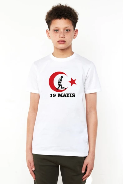 19 Mayıs Ata Beyaz Çocuk Bisikletyaka Tshirt