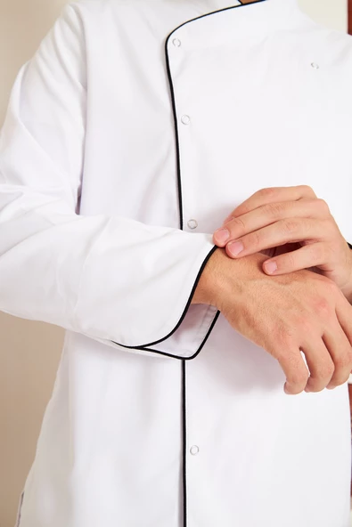 Aşçı Beyaz Ceket Beyaz Siyah Detaylı - 9