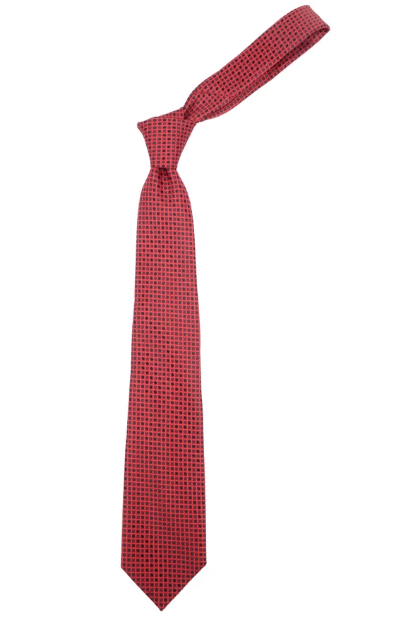 Cengiz İnler Pöti Kareli Desenli Mendilli Mikrofiber Erkek Kravat - 2