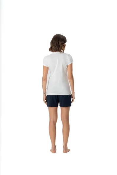 Us Polo Kadın Ekru Şortlu Pijama Takımı 16987 - Resim 3