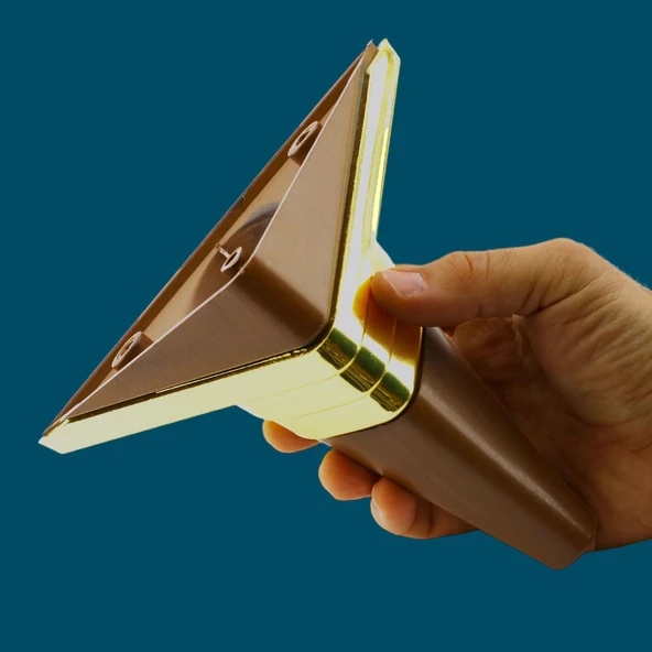 Golden Köşe Lüks Mobilya Kanepe Sehpa TV Ünitesi Koltuk Ayağı Baza Ayakları Kübik Ceviz Altın 14 cm - Resim 6