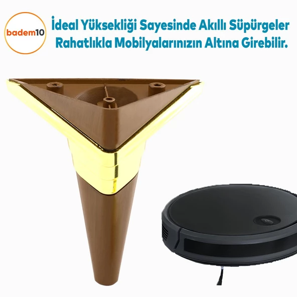 Golden Köşe Lüks Mobilya Kanepe Sehpa TV Ünitesi Koltuk Ayağı Baza Ayakları Kübik Ceviz Altın 14 cm - Resim 5