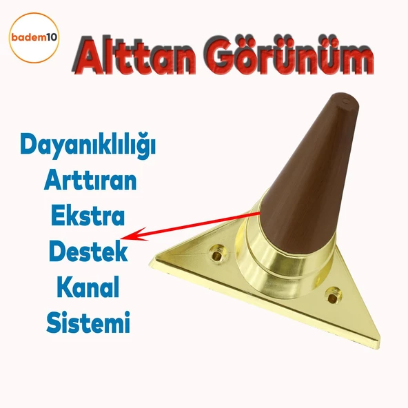 Golden Köşe Lüks Mobilya Kanepe Sehpa TV Ünitesi Koltuk Ayağı Baza Ayakları Kübik Ceviz Altın 14 cm - Resim 4