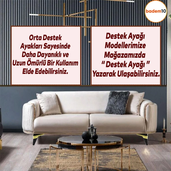 Golden Köşe Lüks Mobilya Kanepe Sehpa TV Ünitesi Koltuk Ayağı Baza Ayakları Siyah Altın 14 cm - Resim 7