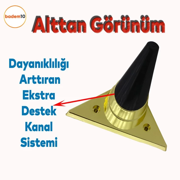 Golden Köşe Lüks Mobilya Kanepe Sehpa TV Ünitesi Koltuk Ayağı Baza Ayakları Siyah Altın 14 cm - Resim 4