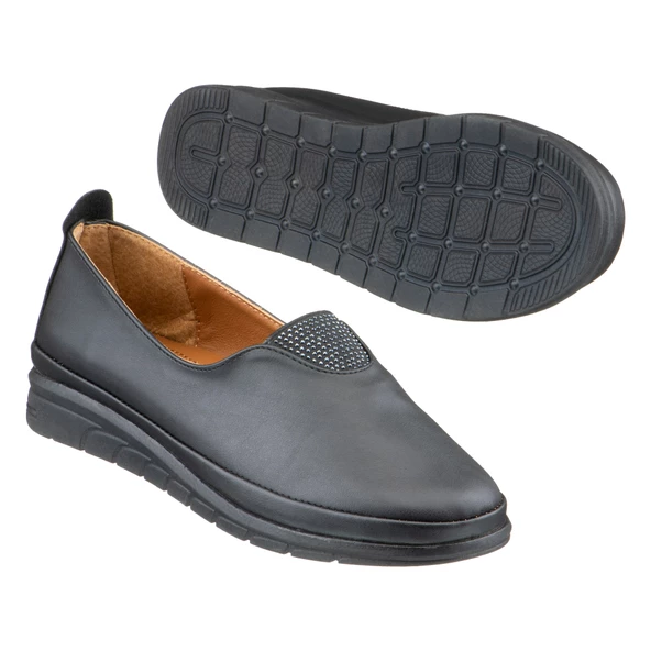 Siyah Taş Detaylı Kadın Ayakkabı - 2