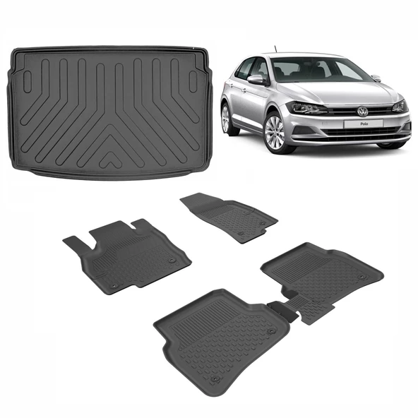 Volkswagen Polo 2017+ Sahler 4.5 D Paspas ve Rizline Bagaj Havuzu Siyah ürün görseli