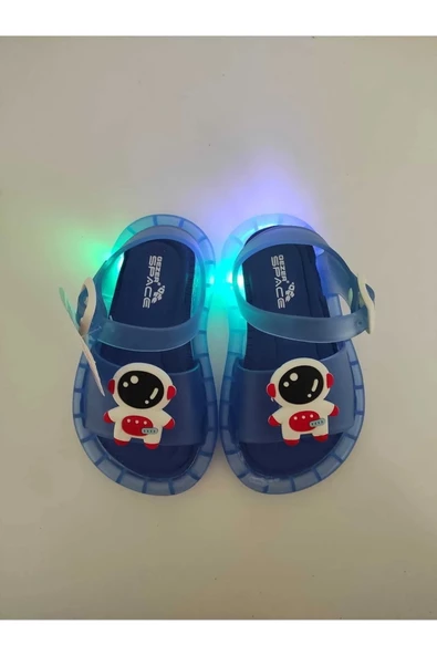 Gezer Çoçuk Yazlık Işıklı Sandalet Astronot Figürlü Saks Mavi - 4