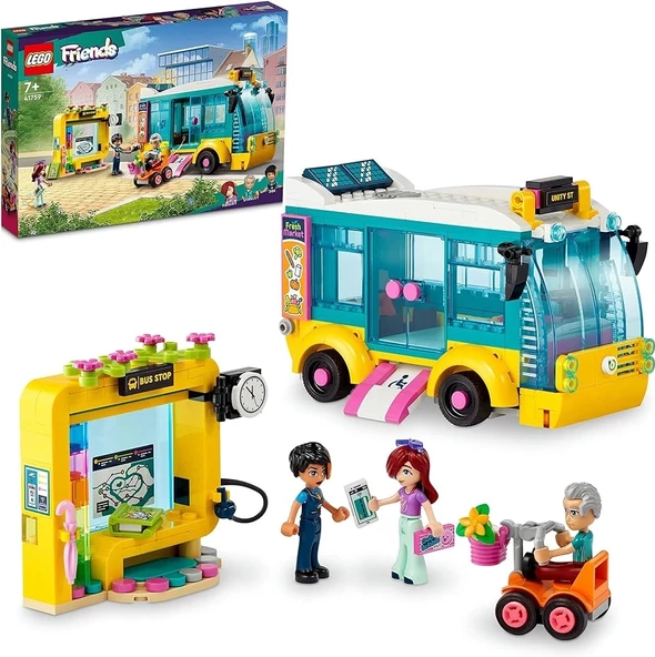 LEGO® Friends Heartlake City Otobüsü 41759-7 Yaş ve Üzeri Çocuklar için İnşa Edilebilen Otobüs, Otobüs Durağı ve 3 Karak