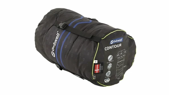 Outwell Contour Black Yazlık ve Kışlık Taraflı -13°C 1500gr Geniş Uyku Tulumu Siyah - 2