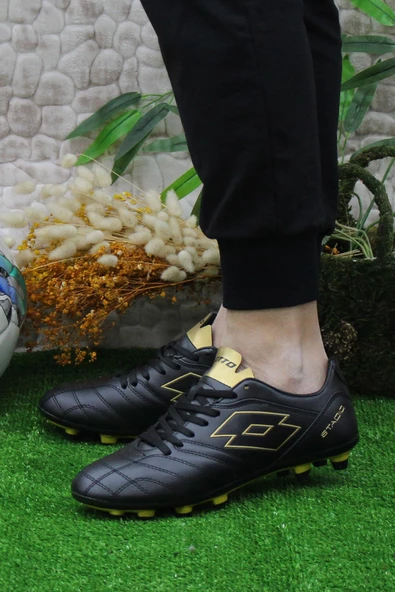 Lotto Stadıo FG Siyah Altın Orijinal Ürün Çim Saha Halı Saha Krampon Futbol Ayakkabı - 3