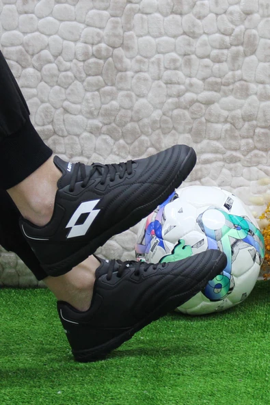 Lotto Feat TF Siyah Beyaz Orijinal Ürün Çim Saha Halı Saha Futbol Ayakkabı - 5